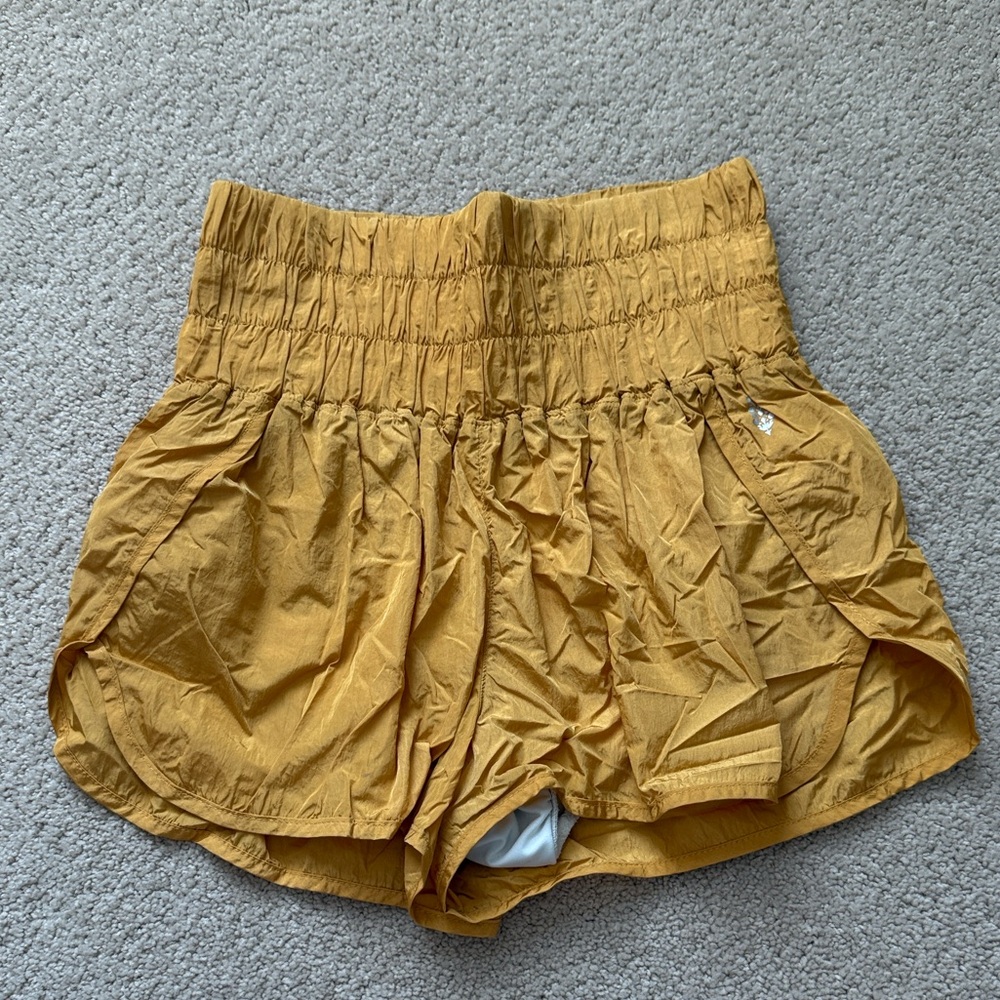 Free People Mustard Yellow Athletic Shorts